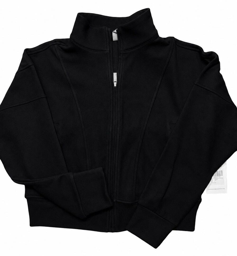 Women’s Small Black Fleece Zip Jacket Stand Collar Full Zip Performance